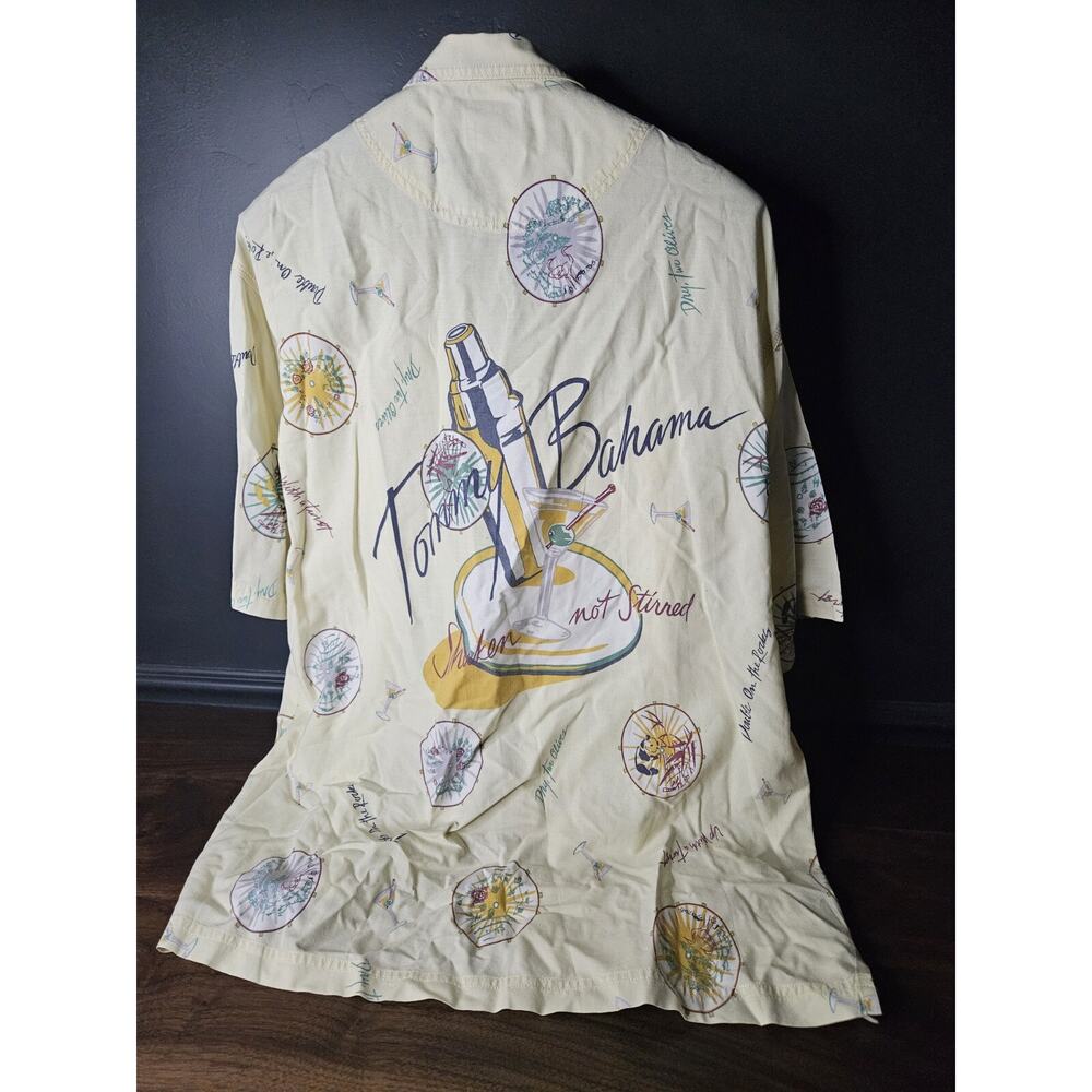Tommy Bahama Large Hawaiian Shirt Martini Cocktail Pattern All Over Print Shirt